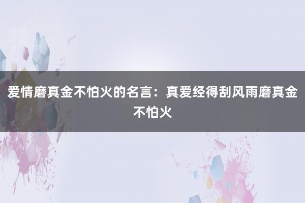 爱情磨真金不怕火的名言：真爱经得刮风雨磨真金不怕火